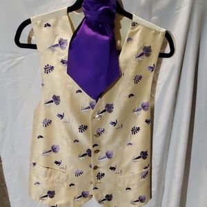 Cream and tyrian waistcoat and cravat